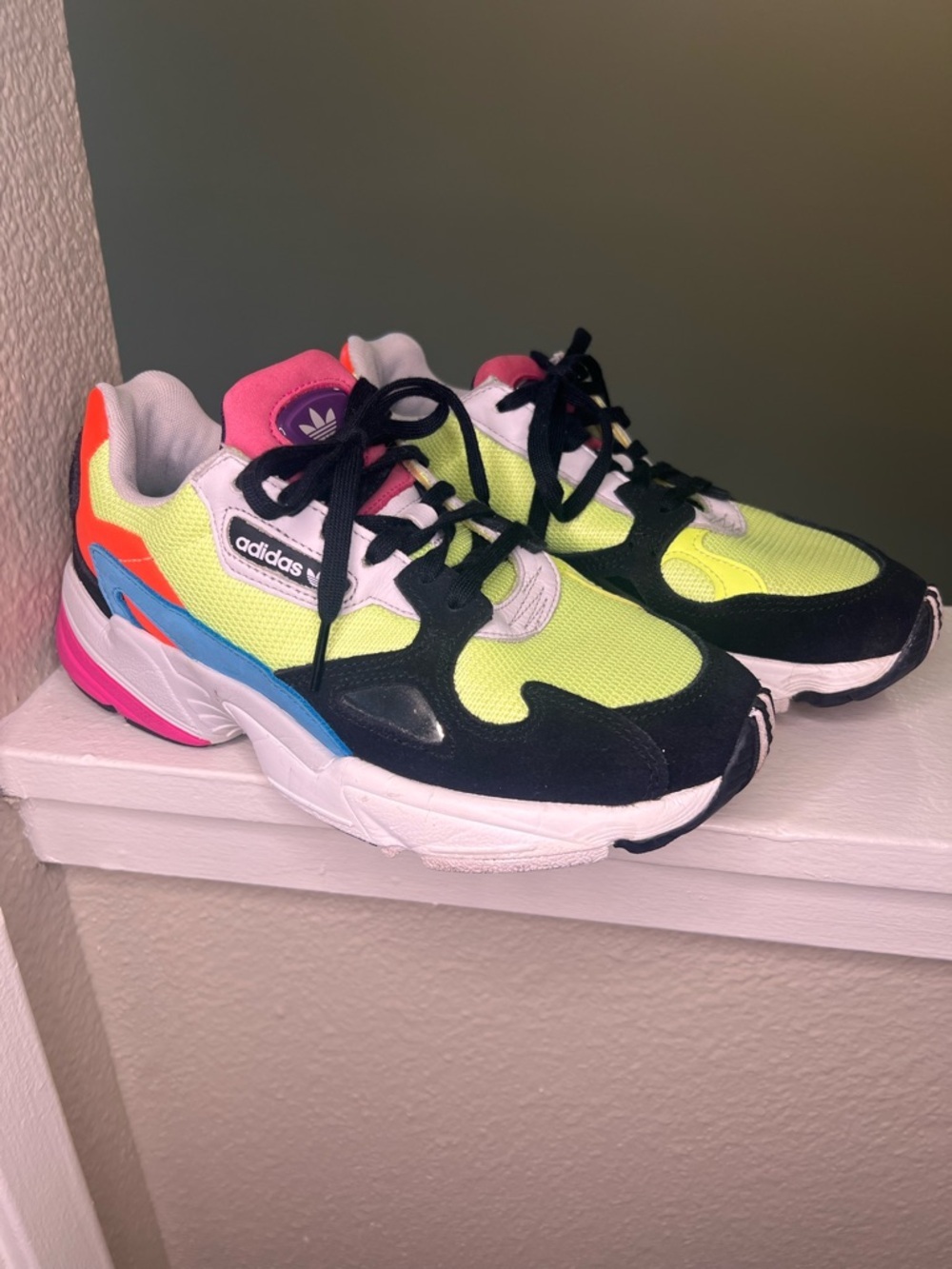 Adidas Falcon Neon Sneakers Y2K Colorblock Chunky Shoes Womens 5.5
